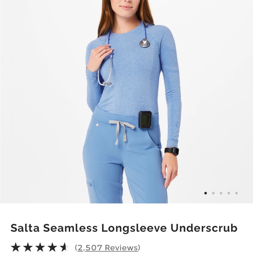 Figs Women’s Salta Seamless Longsleeve Underscrub- Ceil Blue